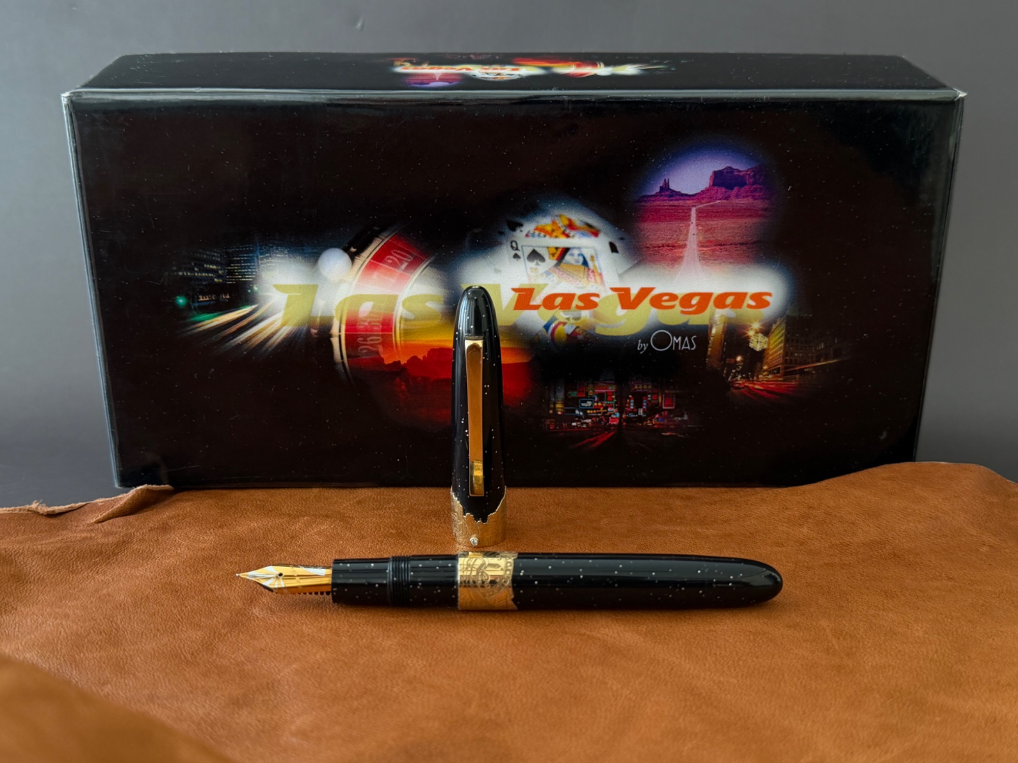 OMAS Las Vegas Fountain Pen Limited Edition 100 Large Gold Ring and Diamond