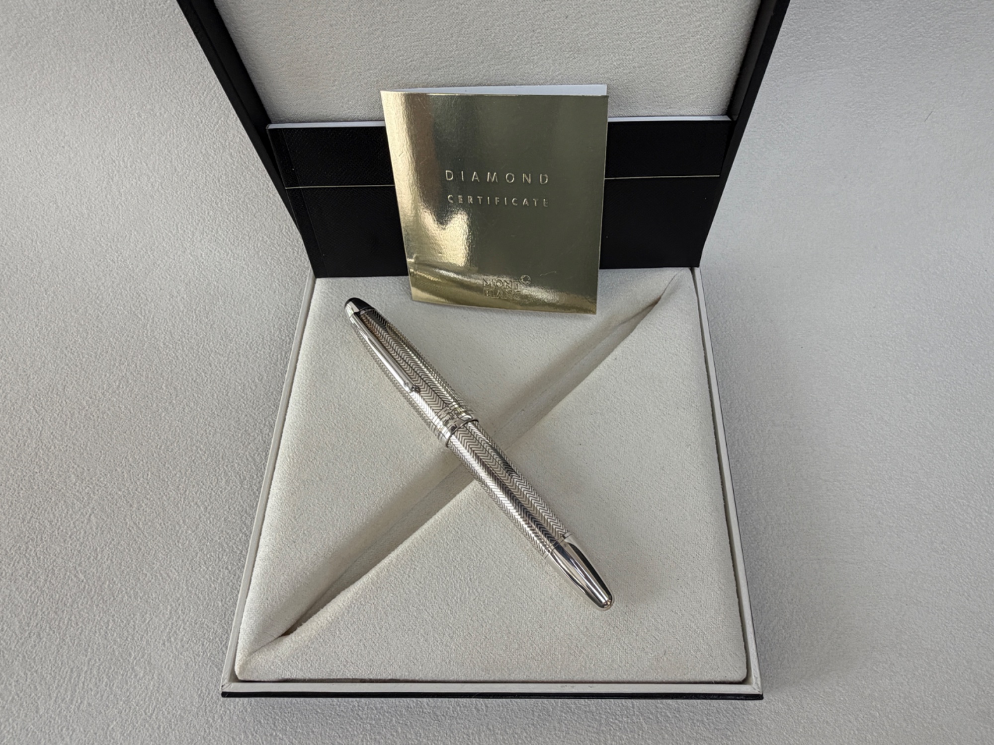 Montblanc Meisterstuck Barley 146 Solitaire Solid Sterling Silver Fountain Pen 18K gold M Nib | new