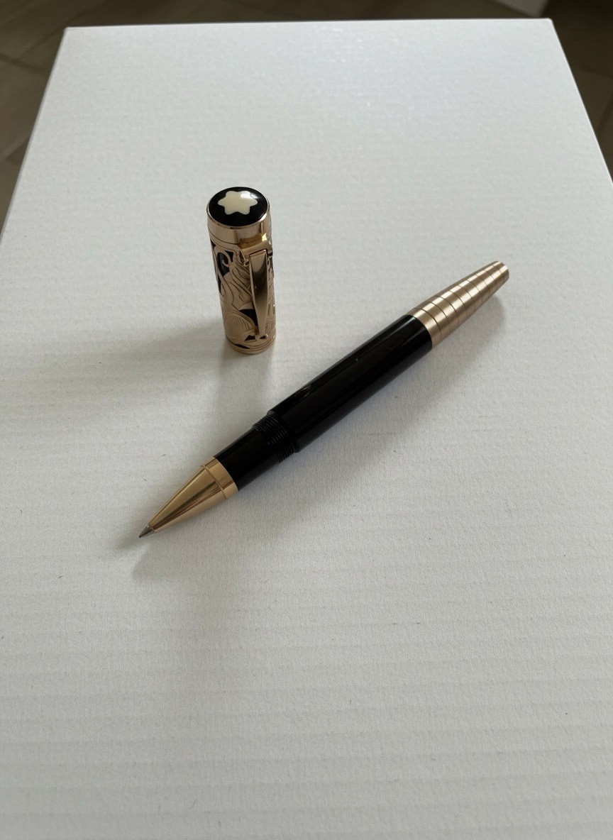 Vintage Bossert and Erhard Basketweave Amber Ice Fountain Pen 18K Gold M Nib - Image 2