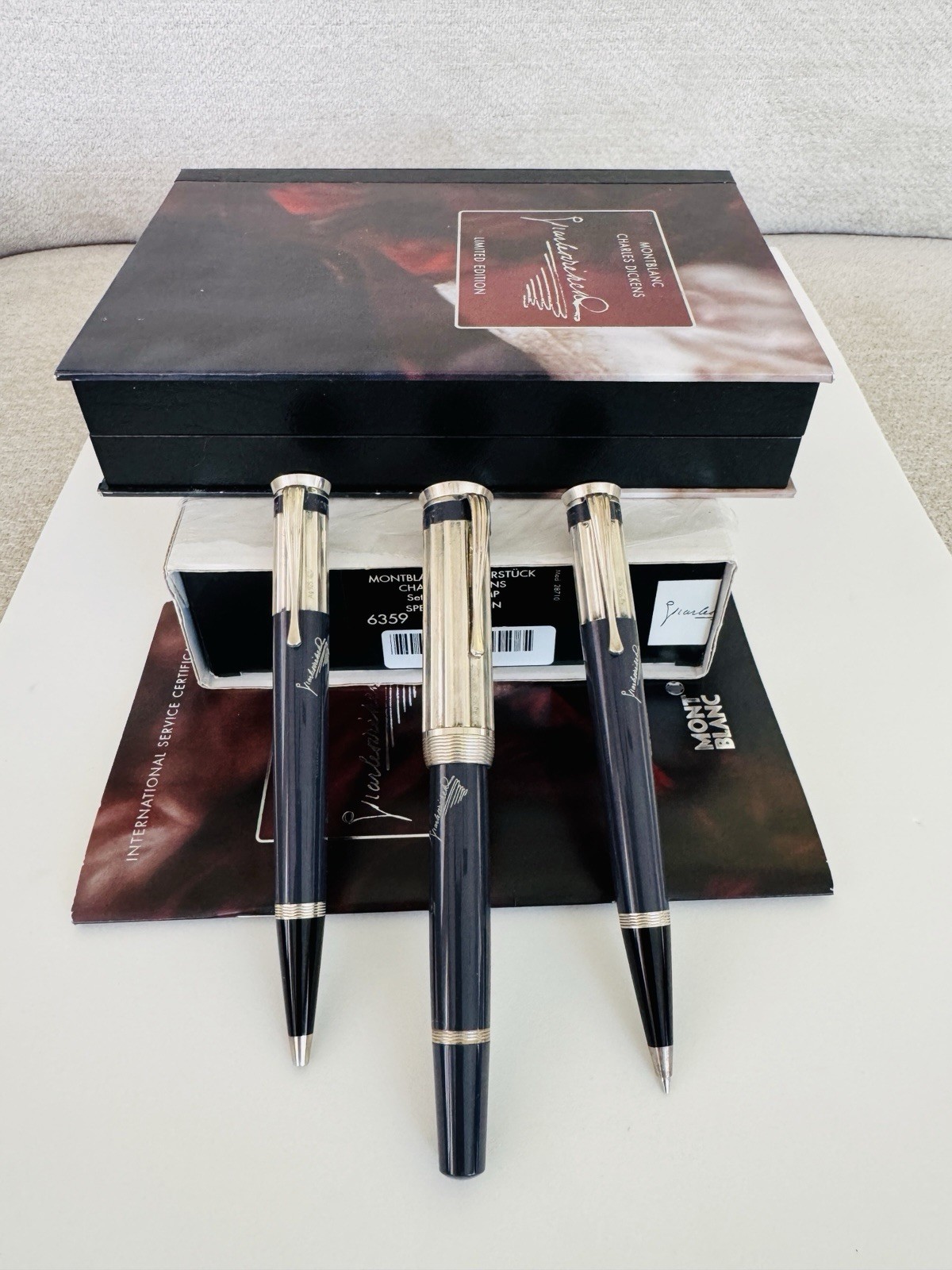 Montblanc Charles Dickens Writers Edition Set FP BP MP 18K Medium Nib - Image 6