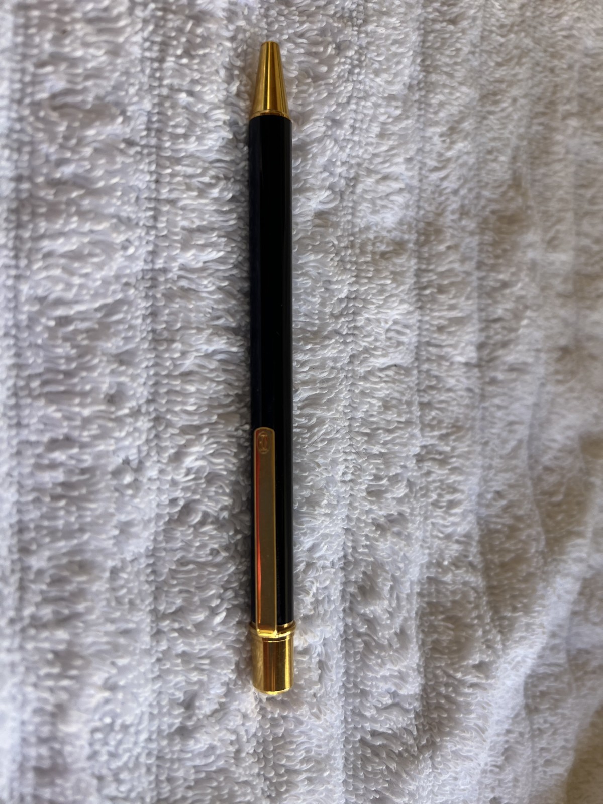 Cartier Twist Type Authentic Ballpoint Pen Black Resin and Silver - Image 2
