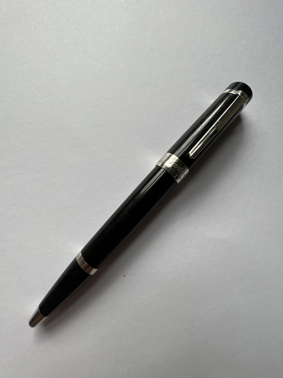 Cartier Twist Type Authentic Ballpoint Pen Black Resin and Silver - Image 6