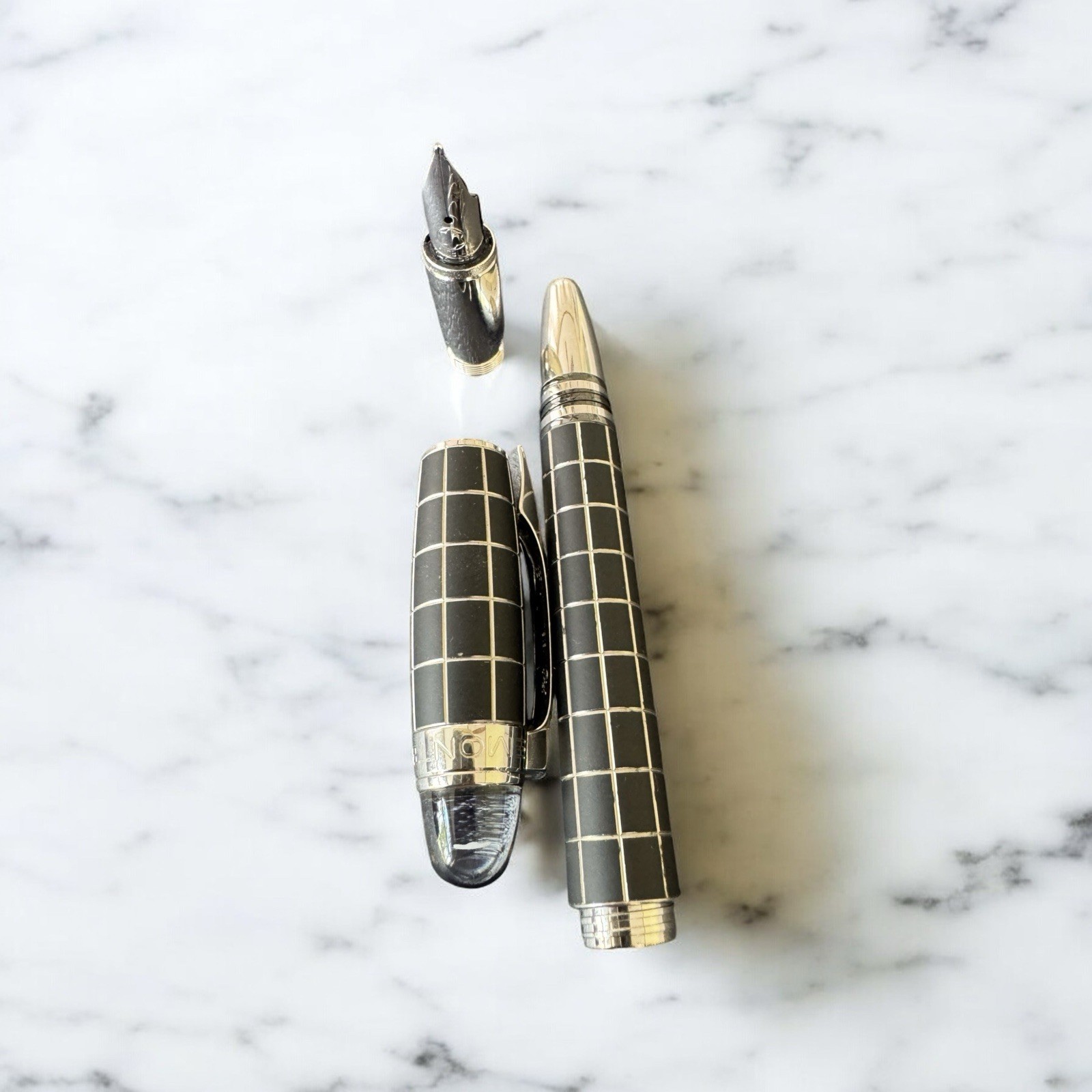 Montblanc Starwalker Fountain Pen Metal Rubber Silver Plated 14K Nib - Image 6