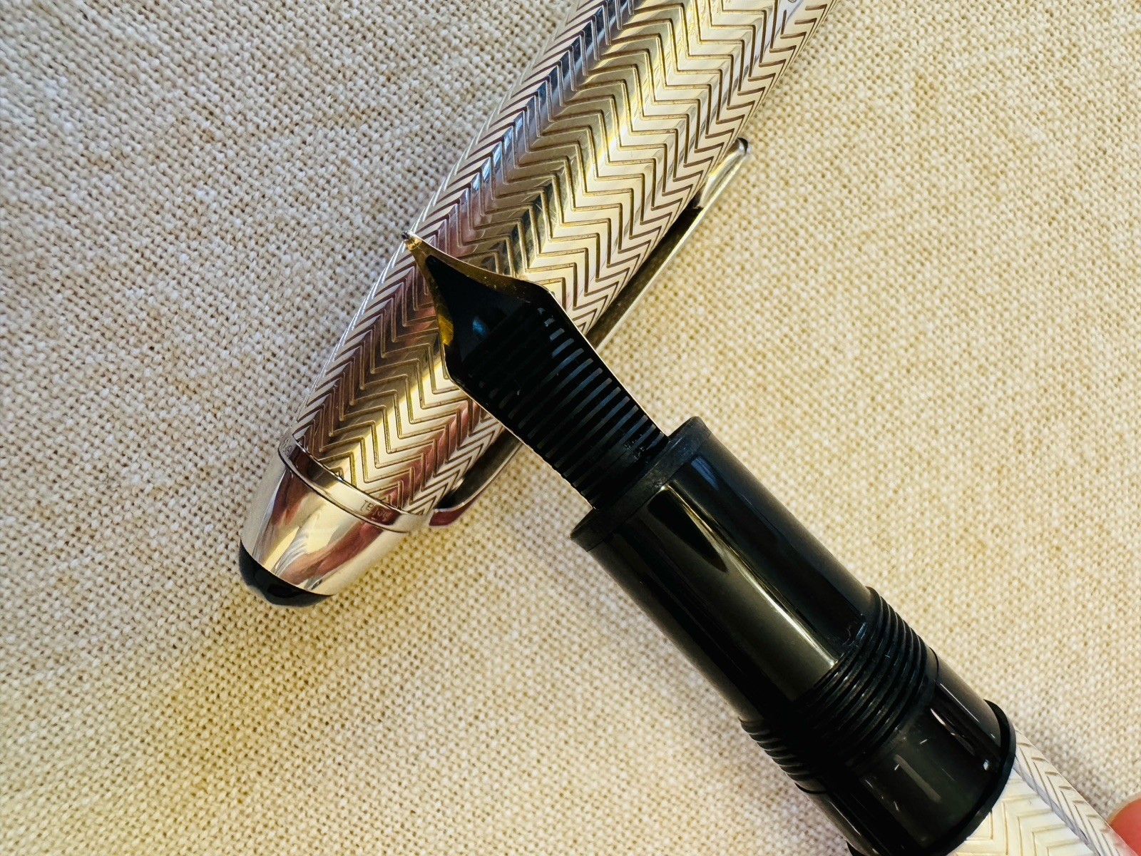 Montblanc Barley 146 Solitaire Solid Sterling Silver Fountain Pen 18K M Nib - Image 14