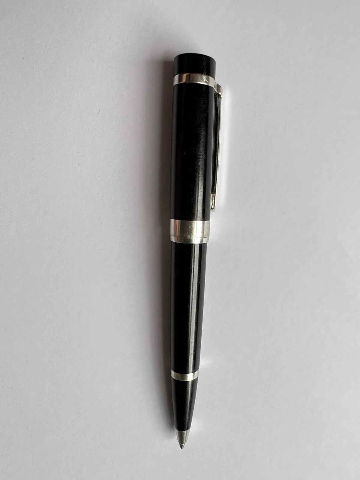 Cartier Twist Type Authentic Ballpoint Pen Black Resin and Silver - Image 7