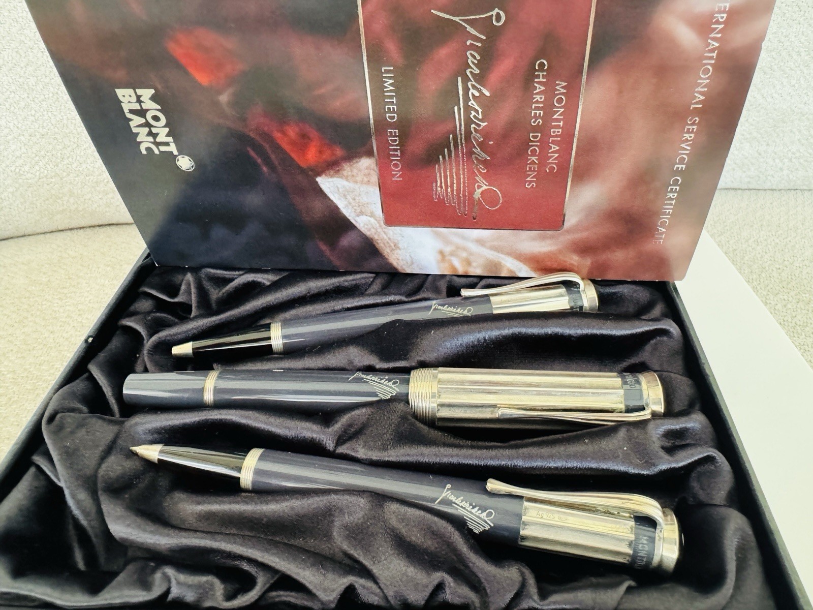 Montblanc Charles Dickens Writers Edition Set FP BP MP 18K Medium Nib - Image 13