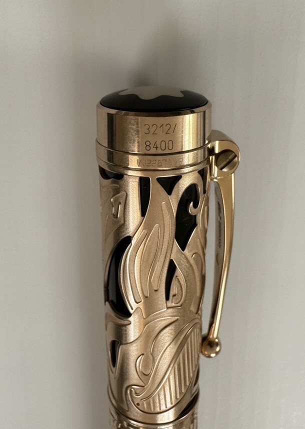 Vintage Bossert and Erhard Basketweave Amber Ice Fountain Pen 18K Gold M Nib - Image 6