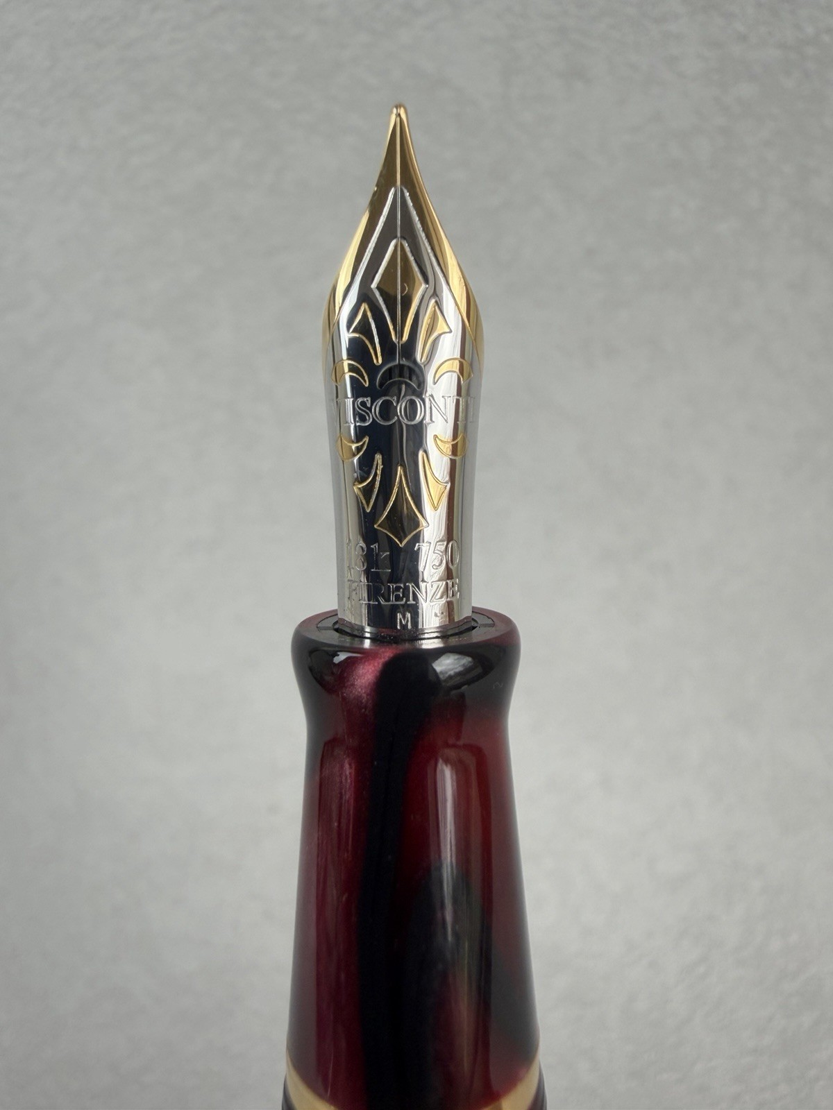Visconti Kaleido Limited Edition 01/50 Burgundy Celluloid Fountain Pen 18K Nib - Image 3
