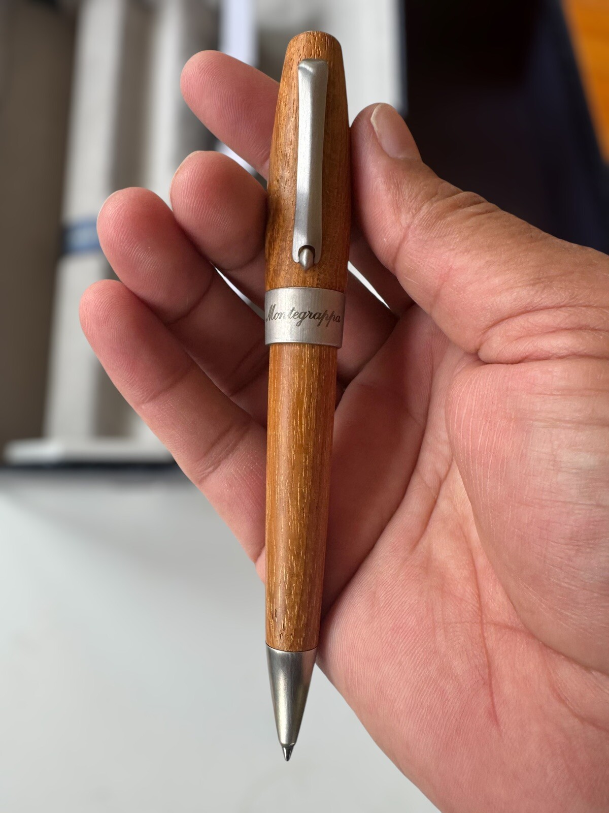 Montegrappa Heartwood Olive Wood and Stainless Steel Ballpoint Pen - Image 2