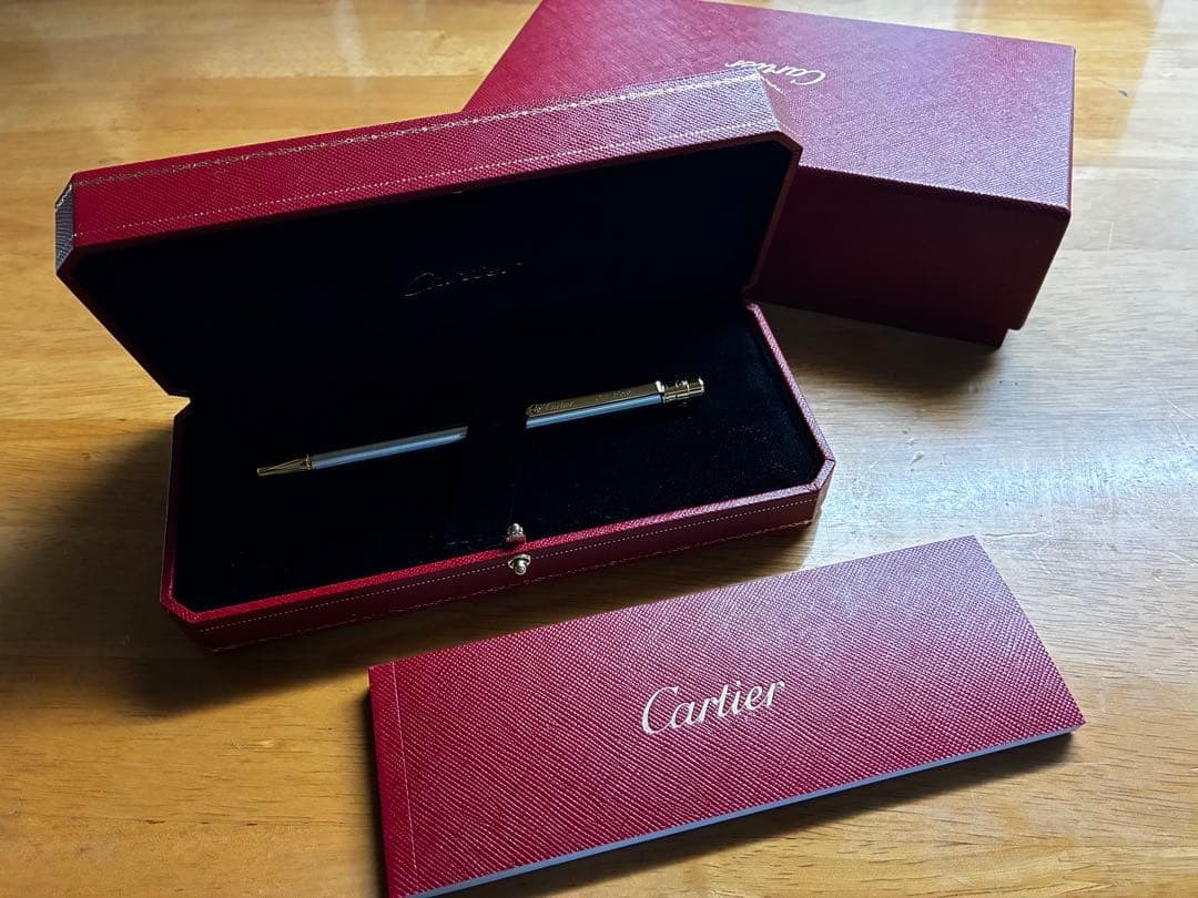 Cartier Twist Type Authentic Ballpoint Pen Black Resin and Silver