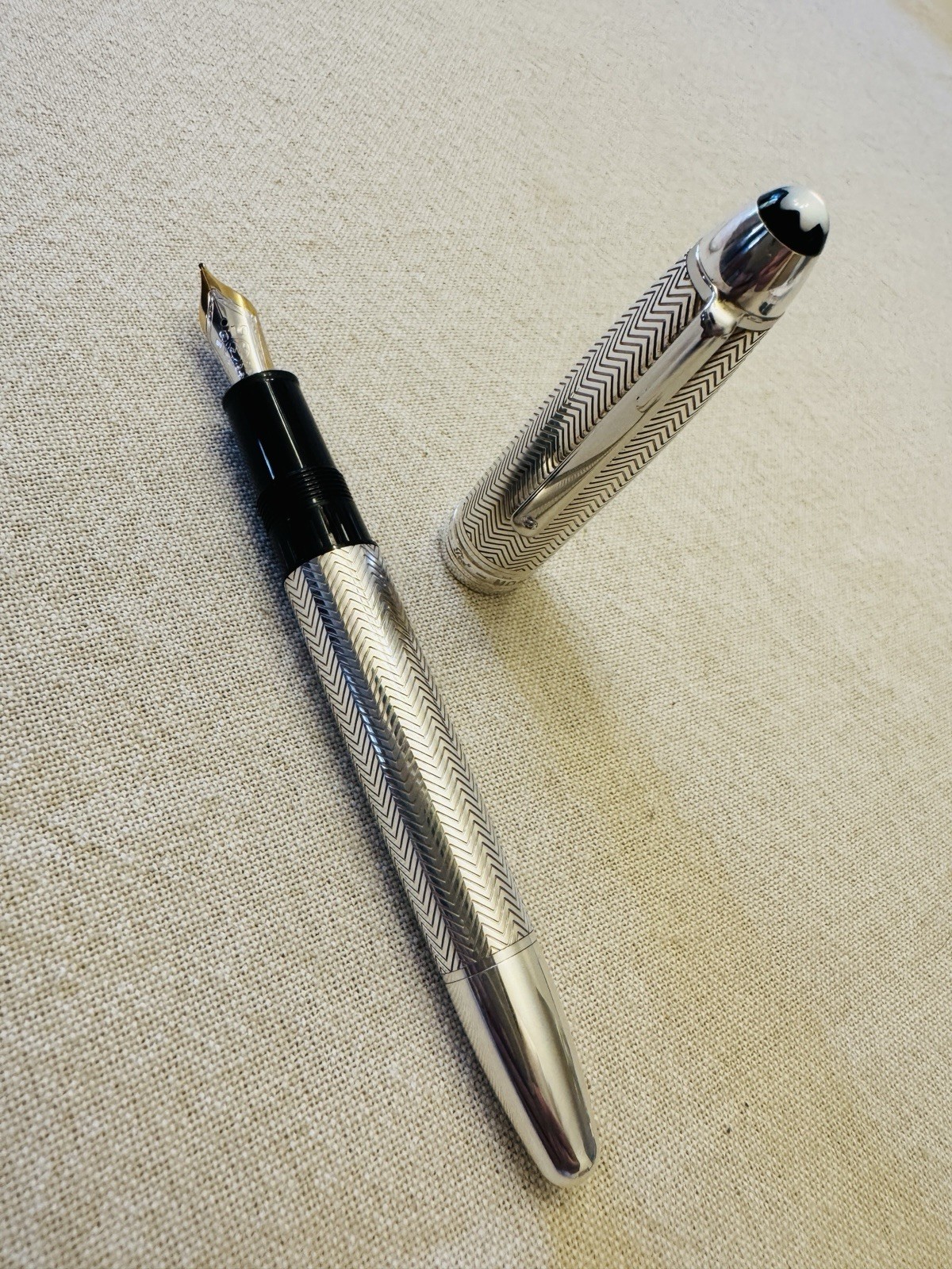 Montblanc Barley 146 Solitaire Solid Sterling Silver Fountain Pen 18K M Nib - Image 7