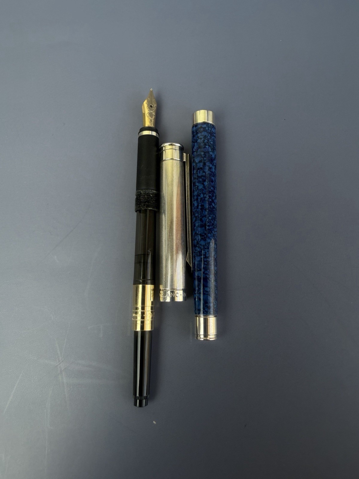 Montblanc Noblesse Fountain Pen Blue Marble 18K Gold M Nib - Image 13
