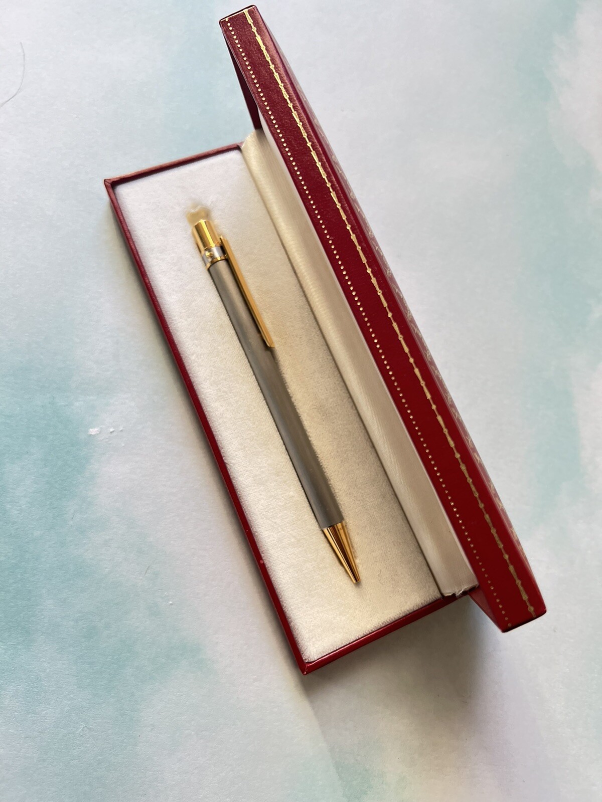 Must De Cartier Santos Gold Silver Ballpoint Pen Made In France Vintage