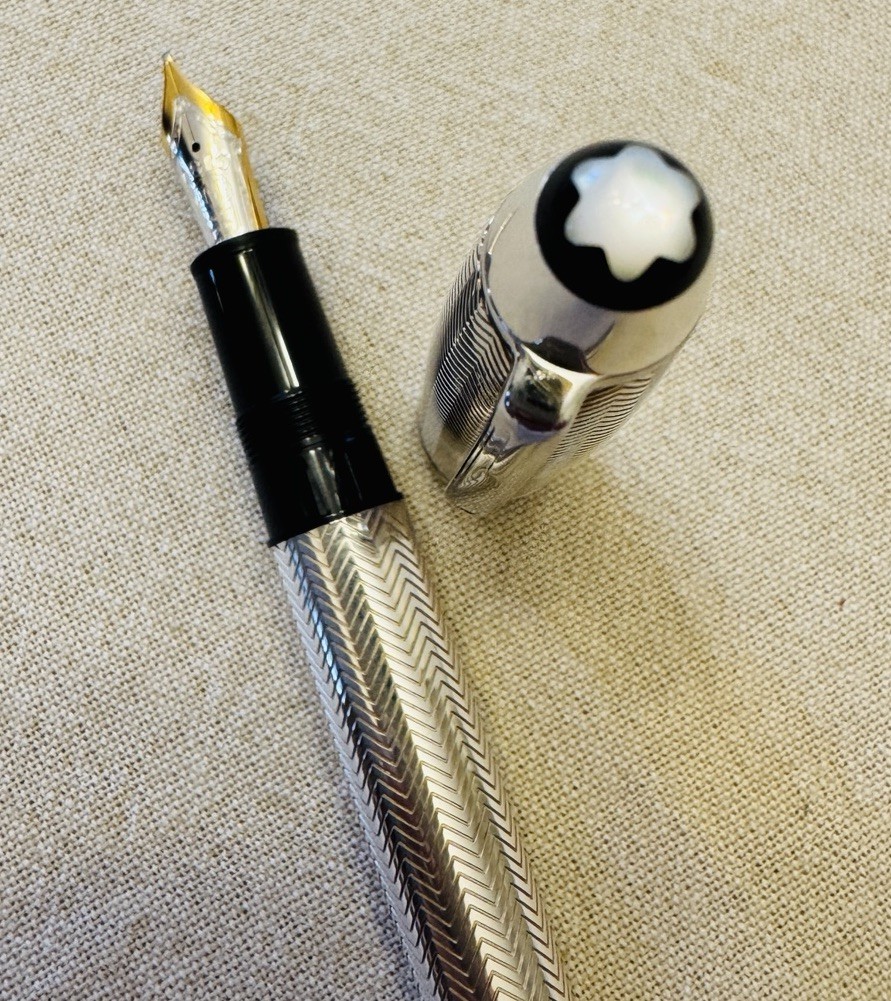Montblanc Barley 146 Solitaire Solid Sterling Silver Fountain Pen 18K M Nib - Image 9