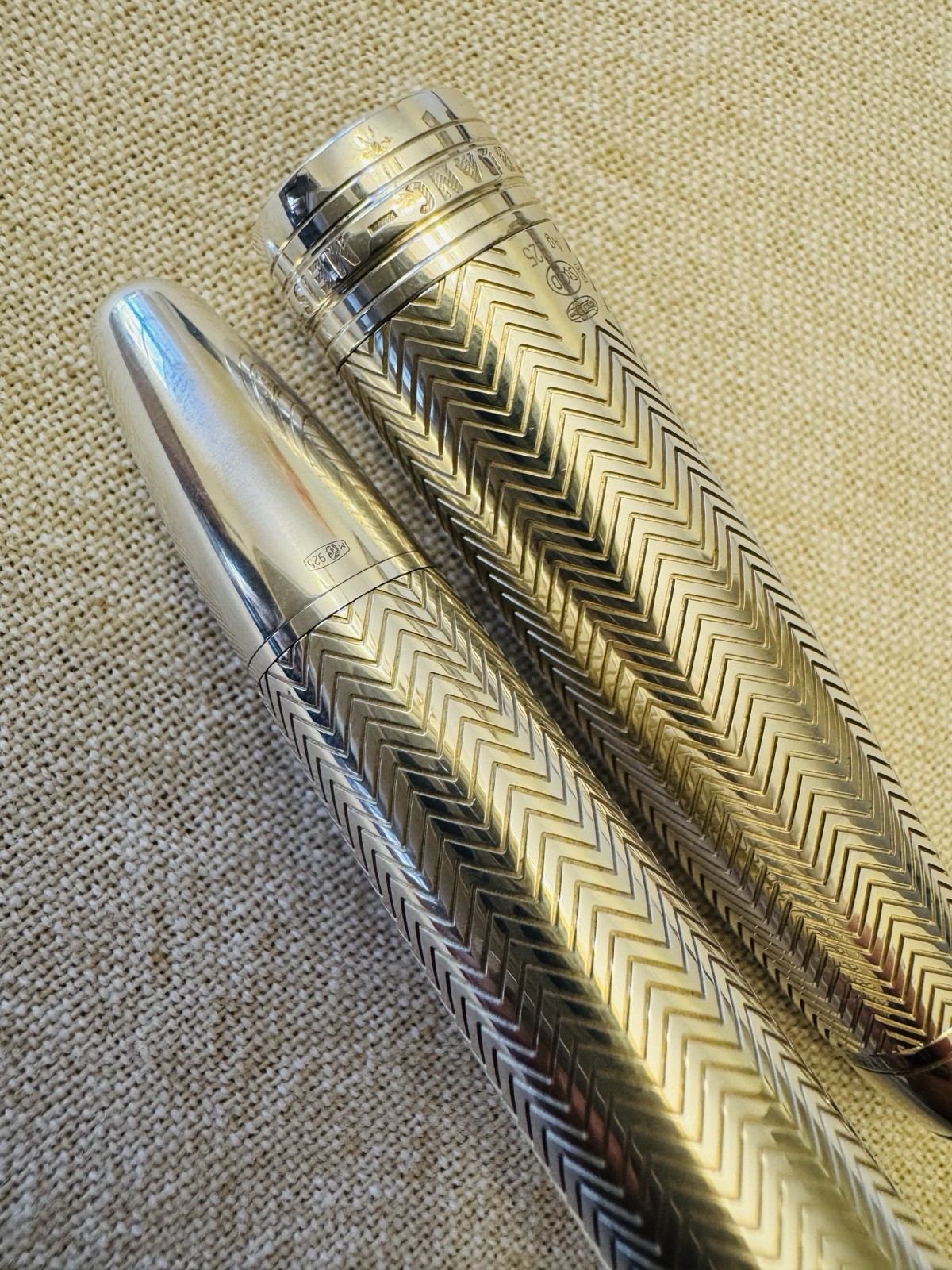 Montblanc Barley 146 Solitaire Solid Sterling Silver Fountain Pen 18K M Nib - Image 11