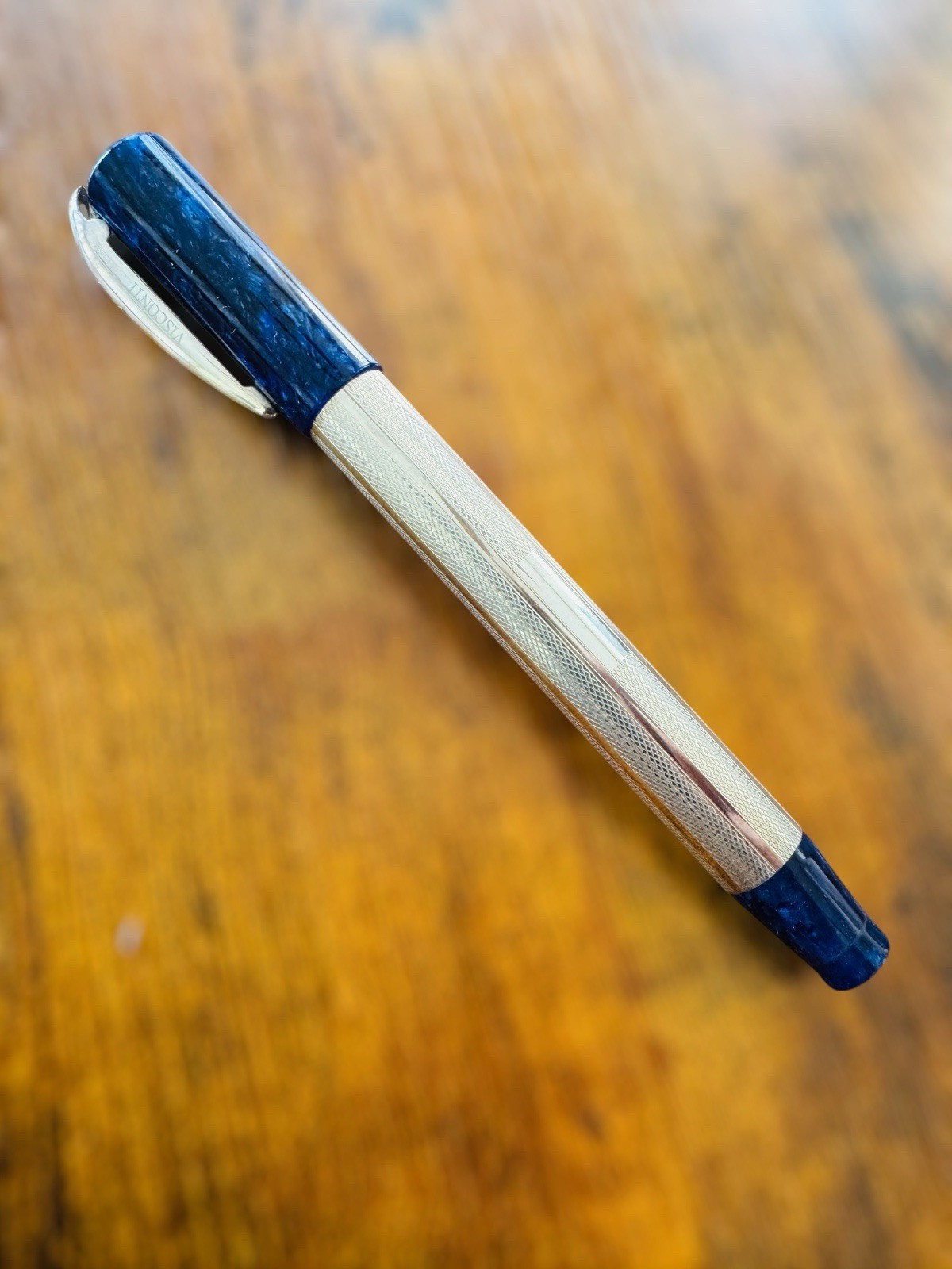 Visconti Rinascimento Star Dust Celluloid Cobalt Fountain Pen 14K M Nib - Image 7