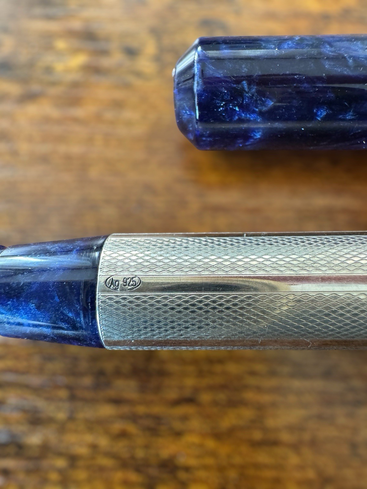 Visconti Rinascimento Star Dust Celluloid Cobalt Fountain Pen 14K M Nib - Image 13