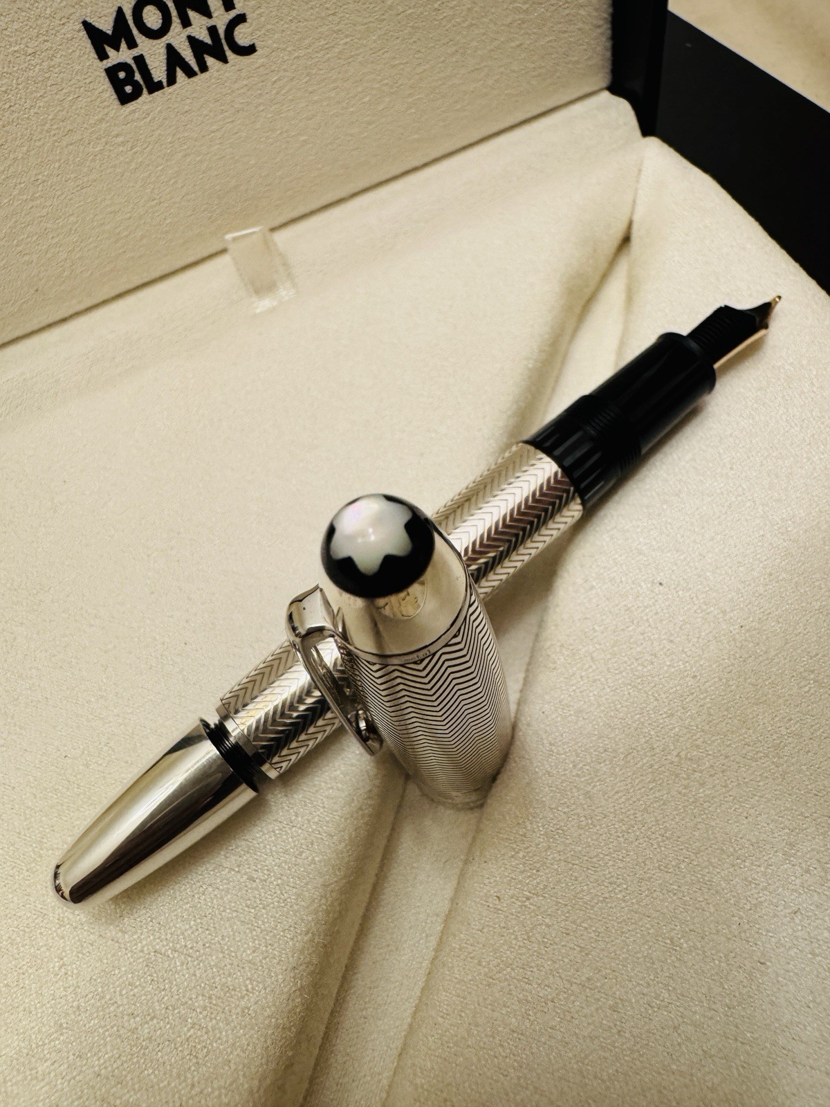 Montblanc Barley 146 Solitaire Solid Sterling Silver Fountain Pen 18K M Nib - Image 12