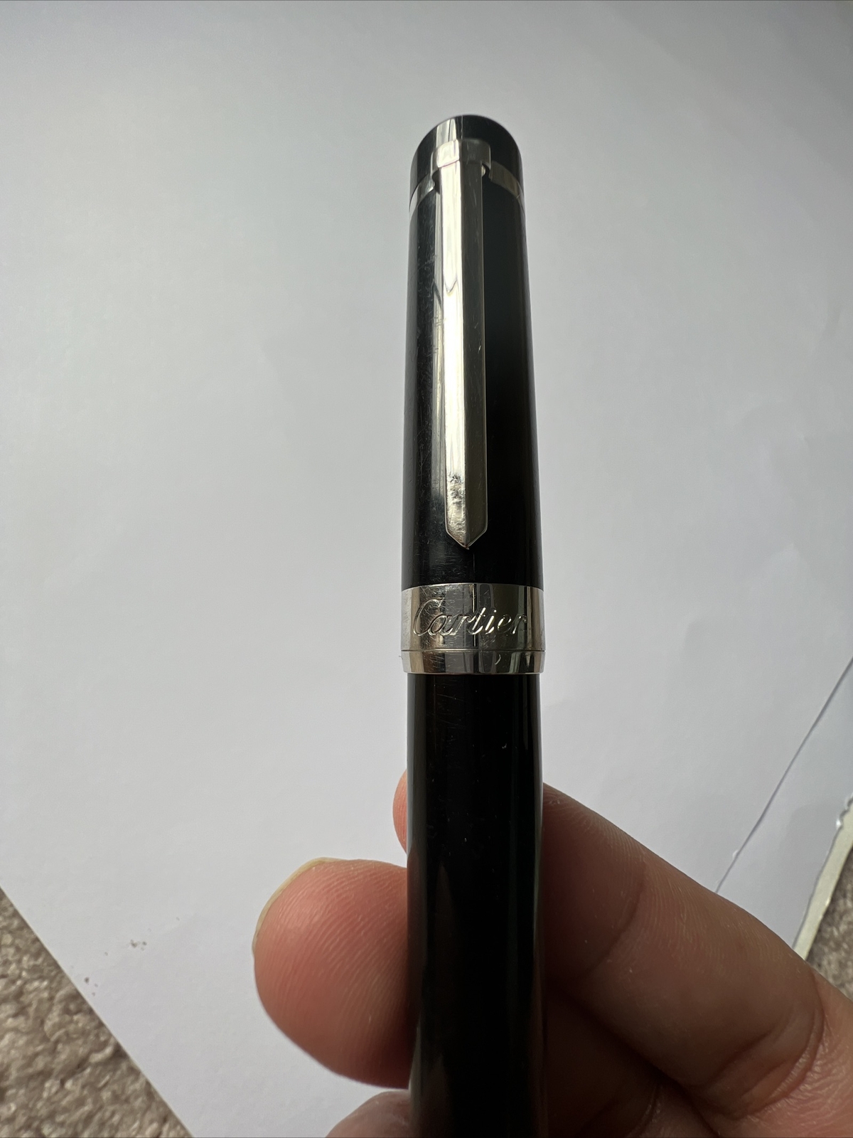 Cartier Twist Type Authentic Ballpoint Pen Black Resin and Silver - Image 8