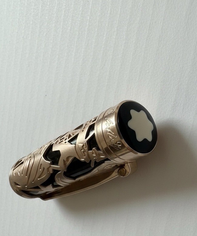 Vintage Bossert and Erhard Basketweave Amber Ice Fountain Pen 18K Gold M Nib - Image 5