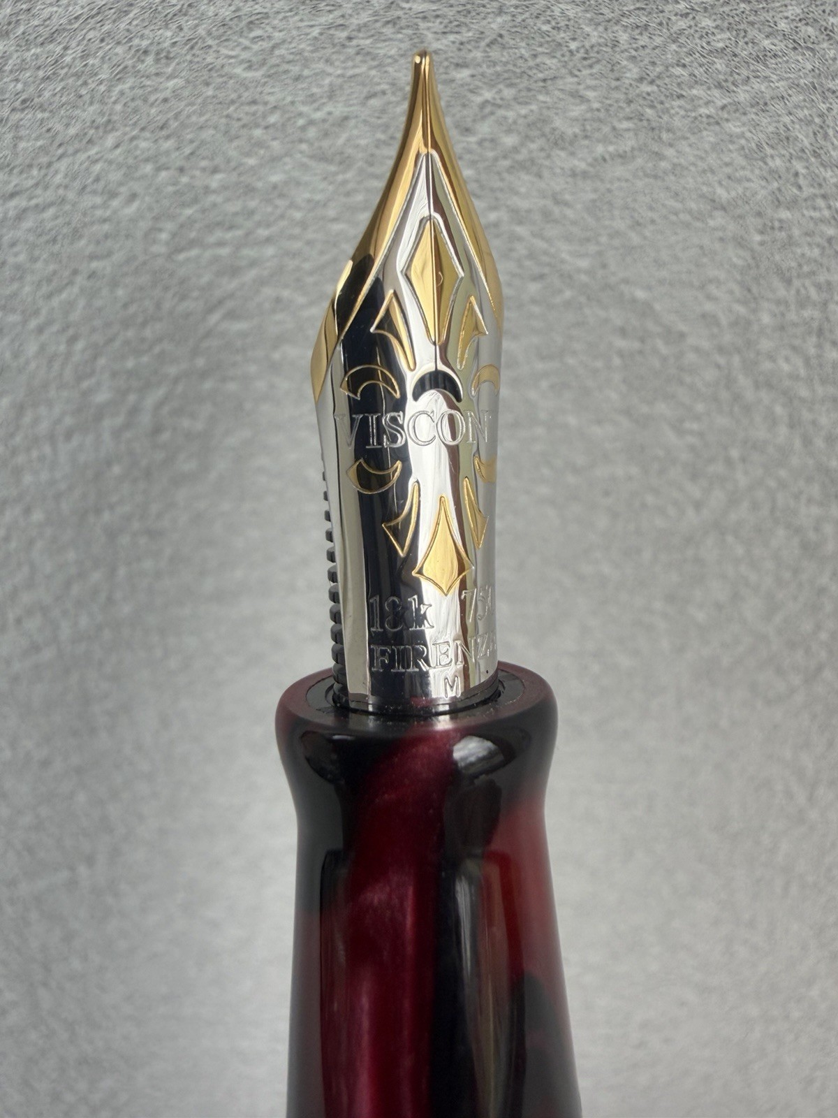 Visconti Kaleido Limited Edition 01/50 Burgundy Celluloid Fountain Pen 18K Nib - Image 4