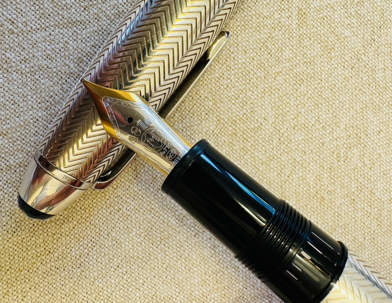 Montblanc Barley 146 Solitaire Solid Sterling Silver Fountain Pen 18K M Nib - Image 13